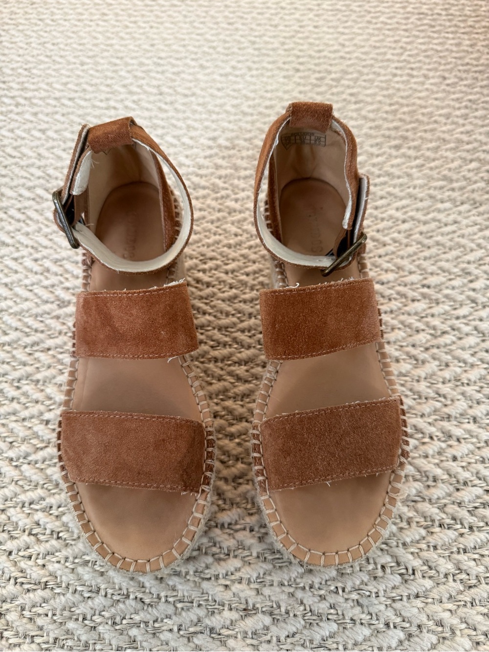 Soludos Tan Suede Double-Strap Espadrille Sandals